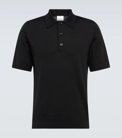 Shop Burberry Wool-blend Knit Polo Shirt In Black