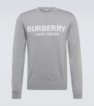 Shop Burberry Intarsia Wool-blend Sweater In Grey Melange