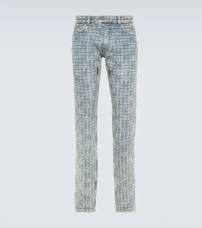 Shop Givenchy 4g Jacquard Slim Jeans In Blue/white