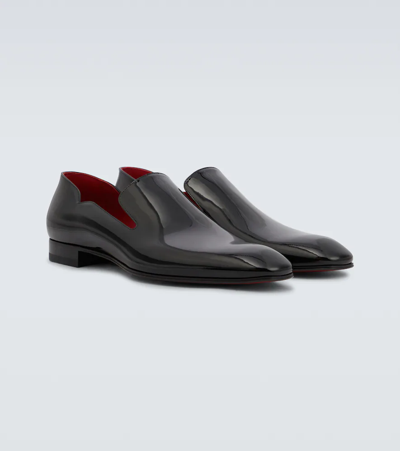 Christian Louboutin Chambelimoc Night Strass Calfskin Loafers In Black/lin Loubi