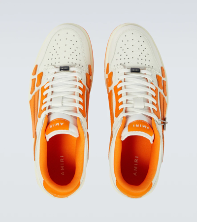 Shop Amiri Skeleton Low-top Sneakers In White/orange