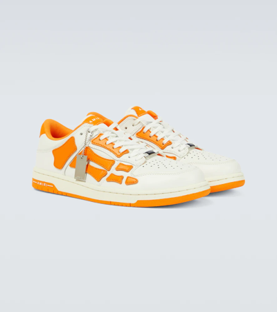 Shop Amiri Skeleton Low-top Sneakers In White/orange