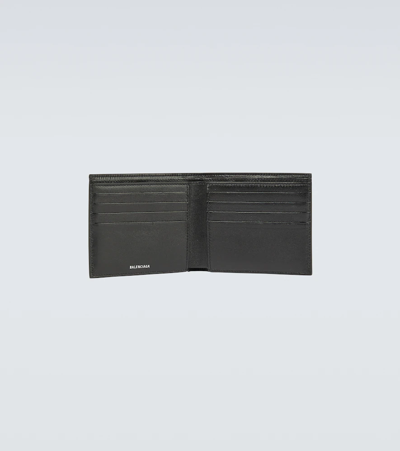 Shop Balenciaga Bb Leather Wallet In Black + Grey