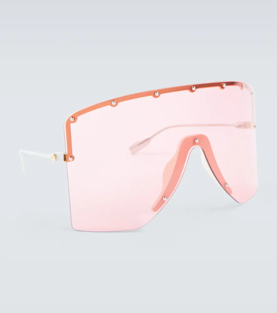 Shop Gucci Mask-frame Sunglasses In Pink