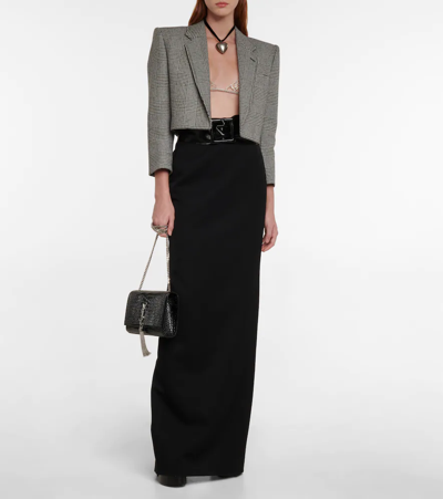 Shop Saint Laurent Wool Maxi Skirt In Noir