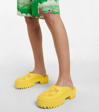 Shop Gucci Gg Rubber Clogs In Smile Yellow