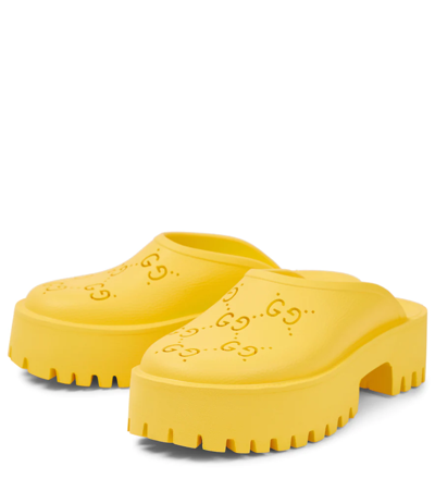 Shop Gucci Gg Rubber Clogs In Smile Yellow