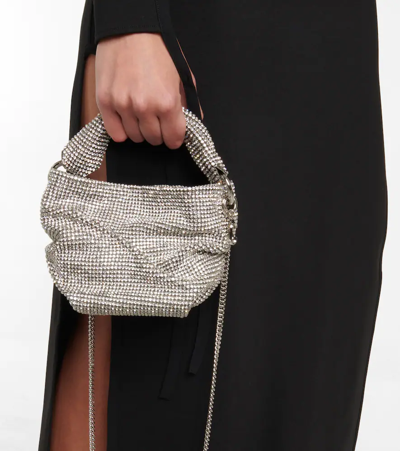 Shop Jimmy Choo Bonny Crystal Mesh And Satin Tote In Silver