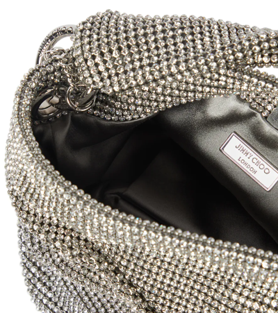 Shop Jimmy Choo Bonny Crystal Mesh And Satin Tote In Silver
