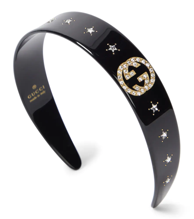 Shop Gucci Embellished Headband In Oro/nero/c