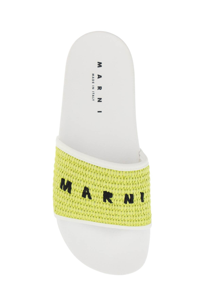Shop Marni Logoed Slides In Mixed Colours