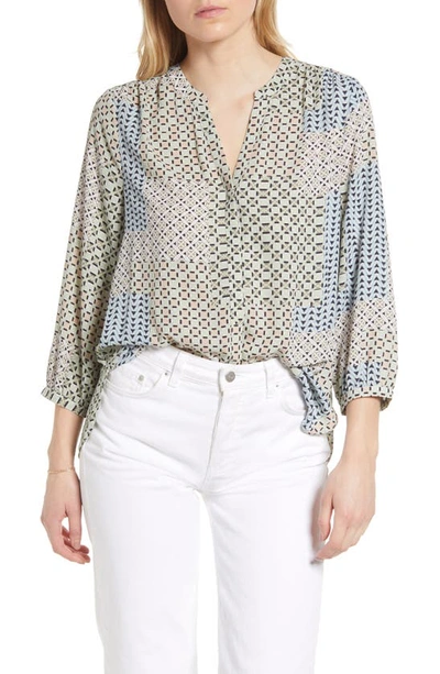 Shop Nydj High/low Crepe Blouse In Demuth Geo