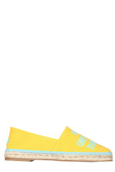 Shop Dsquared2 Logo Slogan Jacquard Espadrilles In Yellow