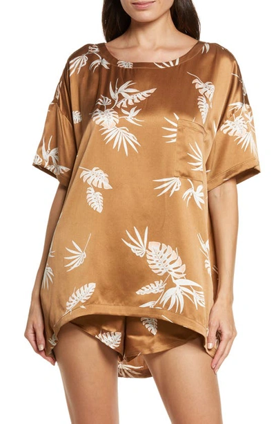 Shop Lunya Washable Silk Short Pajamas In Lush Caramel Palm