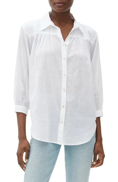 Shop Michael Stars Robyn Cotton Button-up Shirt In White