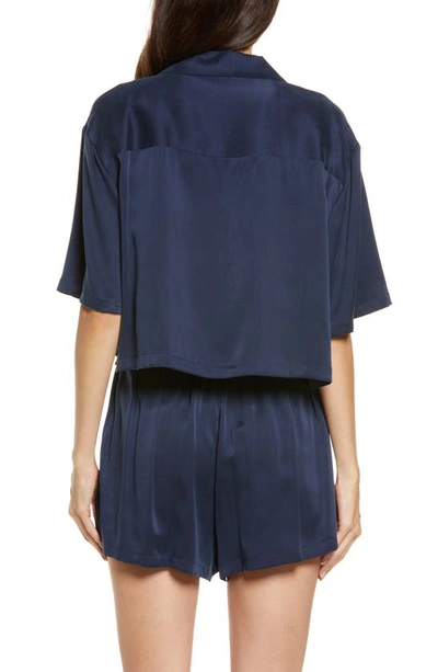 Shop Lunya Washable Silk Button-up Short Pajamas In Deep Blue