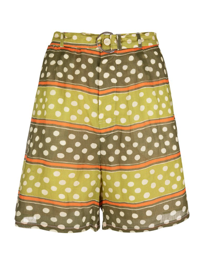 Shop Marni Polka Dot Printed Belted Shorts In Multi