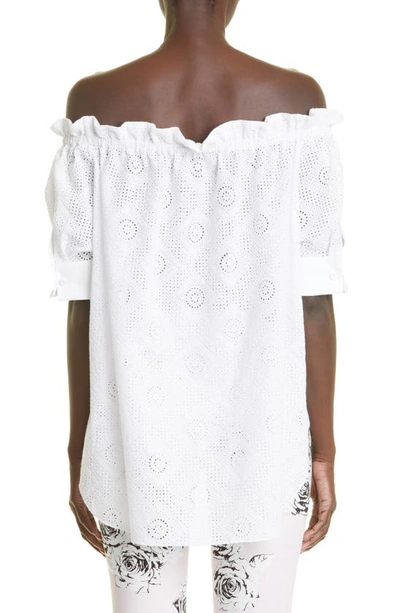 Shop Adam Lippes Eyelet Detail Off The Shoulder Cotton Blouse In White