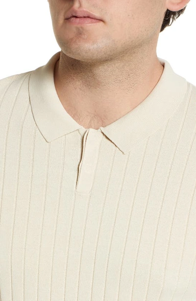 Shop Brady Engineered Rib Knit Polo Shirt In Tusk