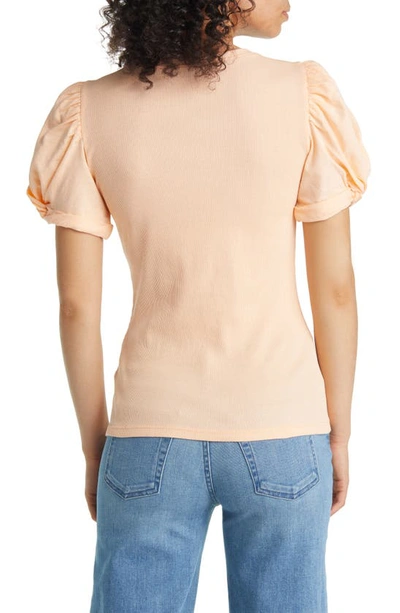 Shop 1.state Puff Sleeve Rib Knit T-shirt In Orange