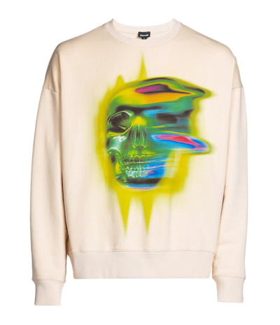 Shop Just Cavalli Skull Printed Crewneck Sweatshirt In Beige