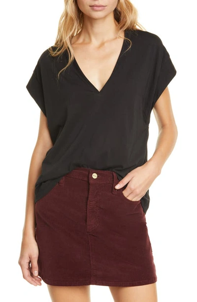 Shop Frame Le Mid Rise V-neck T-shirt In Noir