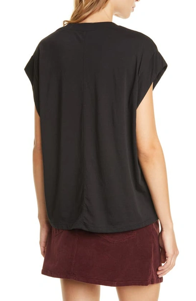 Frame Black Cotton V-neck T-shirt In Noir