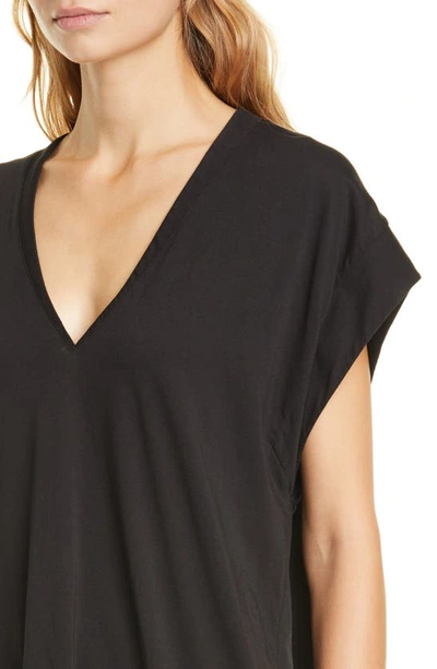 Frame Black Cotton V-neck T-shirt In Noir