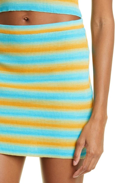 Shop Paloma Wool Agra Ribbed Stripe Mako Cotton Miniskirt In Medium Blue