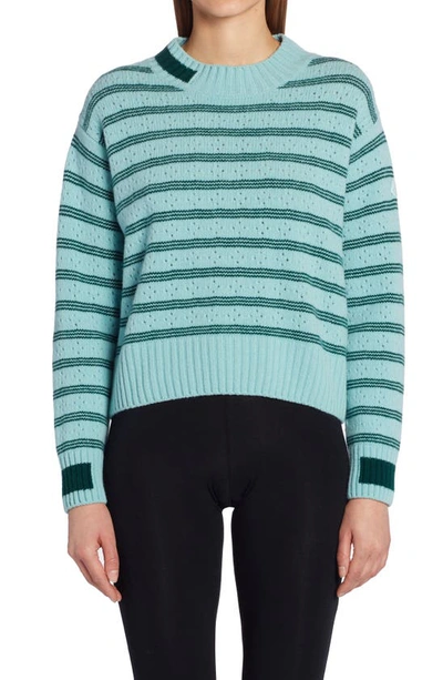 Shop Moncler Stripe Wool Sweater In Blue