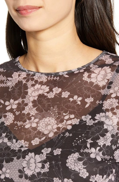 Shop Rebecca Minkoff Cyder Long Sleeve Sheer Top In Pink Multi