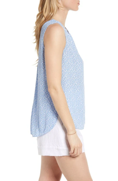 Shop Nydj Print Pleat Back Sleeveless Split Neck Blouse In Priscilla Dot