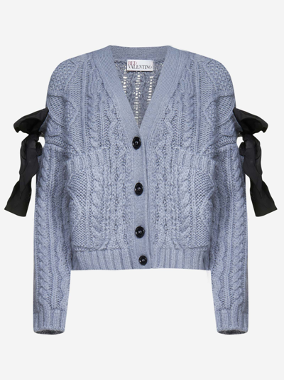 Shop Red Valentino Bow-detail Mohair Blend Cardigan