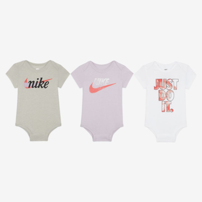 Shop Nike Baby Bodysuits (3-pack) In Doll