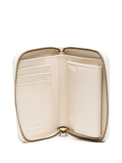 Shop Pinko Embroidered-lips Detail Wallet In White