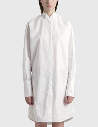 Shop Loewe Pleated Shirt Dress In White