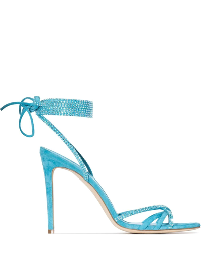 Shop Paris Texas Holly Nicole 105mm Lace Up Sandals In Blue