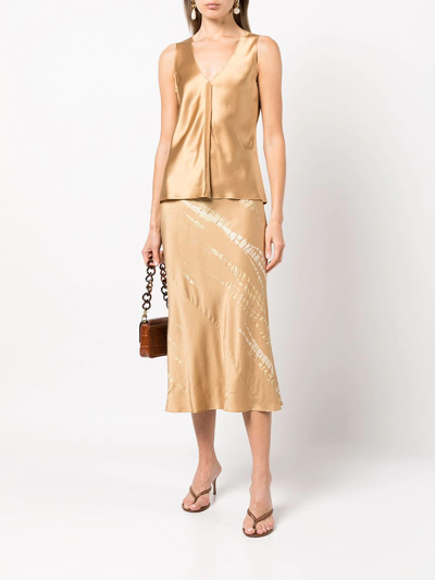 Shop Voz Raw-cut Silk Tank Top In Gold