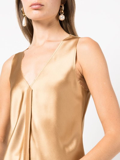 Shop Voz Raw-cut Silk Tank Top In Gold