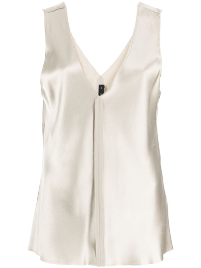 Shop Voz Raw-cut Silk Tank Top In Grau