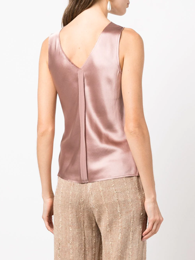 Shop Voz Raw-cut Silk Tank Top In Rosa