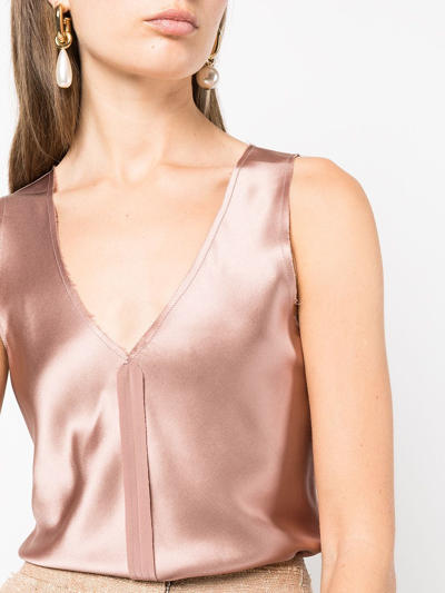 Shop Voz Raw-cut Silk Tank Top In Rosa