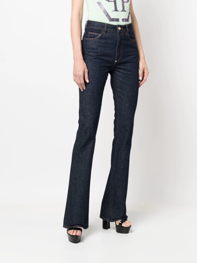 Shop Philipp Plein Flared High-waisted Jeans In Blue