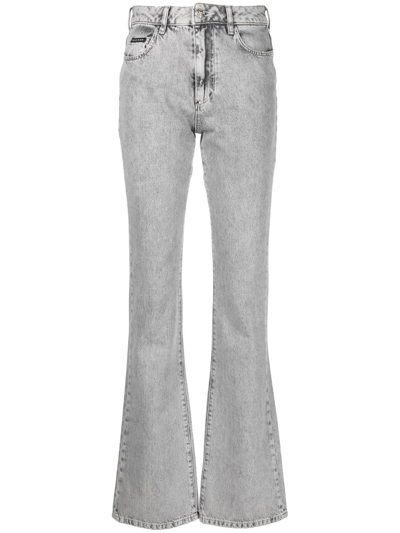 Shop Philipp Plein Flared Denim Jeans In Grey