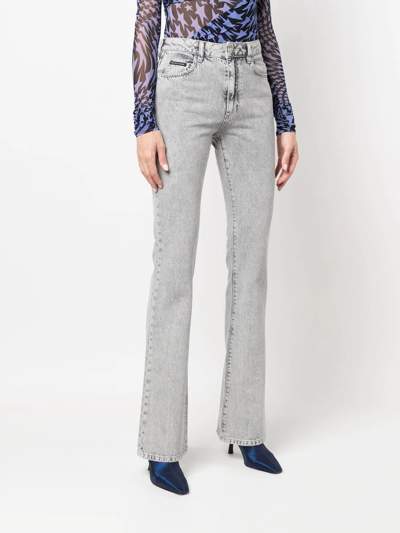 Philipp Plein Flared Denim Jeans In Grey