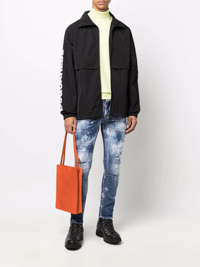 Dsquared2 Logo-print Zippered Coat In Black