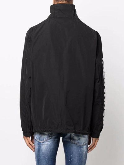 Dsquared2 Logo-print Zippered Coat In Black