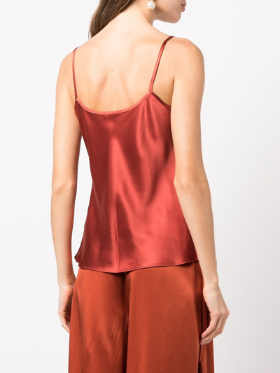 Shop Voz Flared Silk Vest Top In Rot