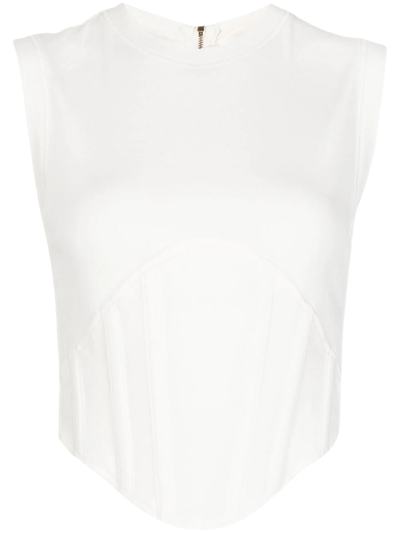 Shop Dion Lee Fine-ribbed Corset Tank Top In Weiss