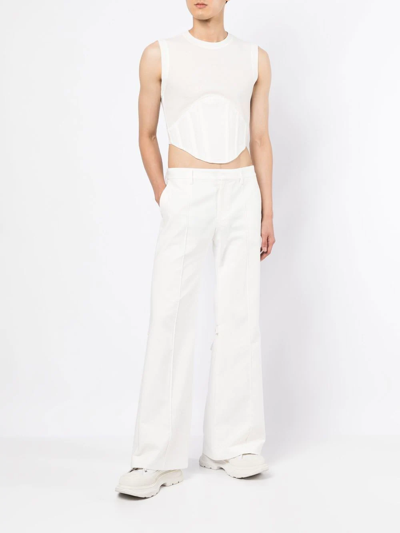 Shop Dion Lee Fine-ribbed Corset Tank Top In Weiss